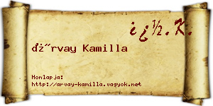 Árvay Kamilla névjegykártya