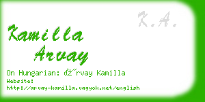 kamilla arvay business card